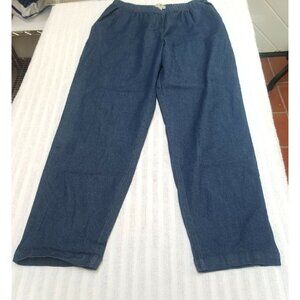 Turtle Bay Womens Straight Leg Pants Large High Rise Elastic Waist Denim Blue
